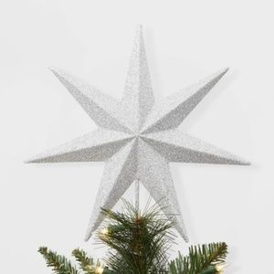 NIB Wondershop Silver Glitter Unlit Tree Topper